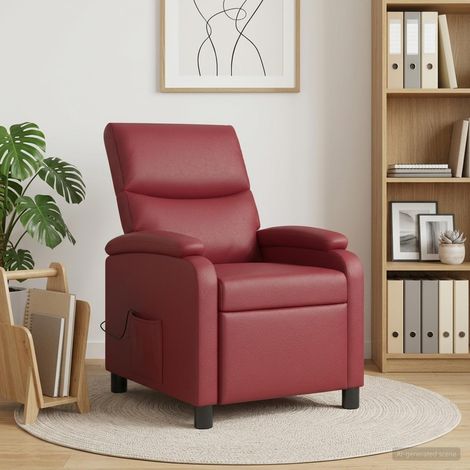 vidaXL Silla de masajes reclinable Rojo vino Cuero sintético (1/5)