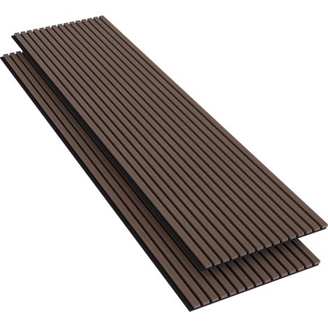 Lot de 2 - 240 x 60 cm - Ep. 21 mm chêne noyer panneaux muraux décoratifs et acoustiques en bois de la gamme Ocean