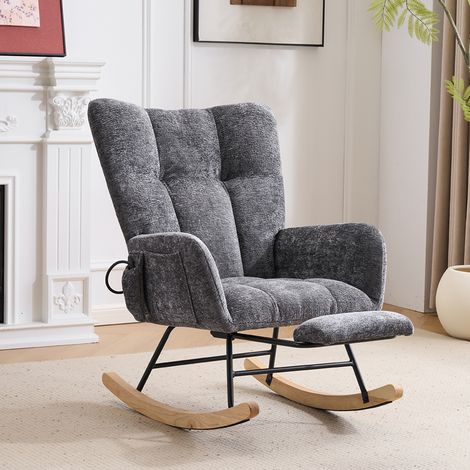 Fauteuil à bascule pour chambre d'enfant avec airbag, fauteuil de lecture à bascule confortable pour chambre d'enfant, fauteuils à bascule rembourrés confortables avec dossier haut pour salon, chambre (1/5)