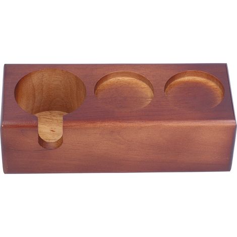 Support de rangement pour tasseur en bois à 3 compartiments, porte-filtre, organiseur de station de tassement, couleur café, ouverture frontale (1/5)