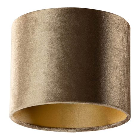 QAZQA cilinder velours - Abatjour - Ø 18 cm - Bronze - Classique/Antique - (1/5)