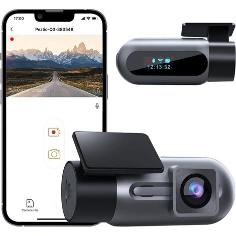 Caméra de voiture sans fil FHD 1080P Enregistreur vidéo compact avec contrôle via application. mode parking 24h/24. détection de collision et enregistrement en boucle. idéale pour votre (1/5)