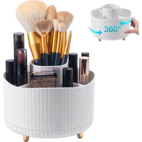 Organisateur de maquillage, organisateur de pinceaux pivotant à 360°, rangement cosmétique multifonctionnel pour la décoration de (1/4)