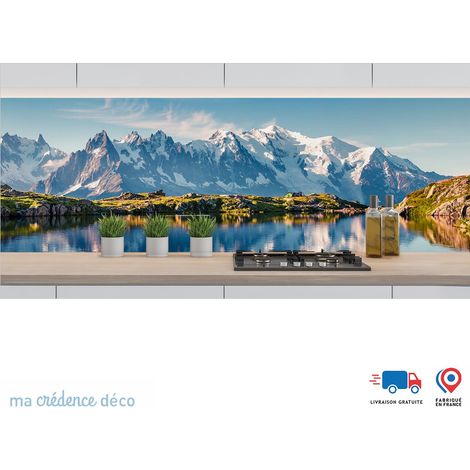 Crédence : Lac et mont blanc 3 - Couleur noir - Alu composite - 60 - 120 (1/3)