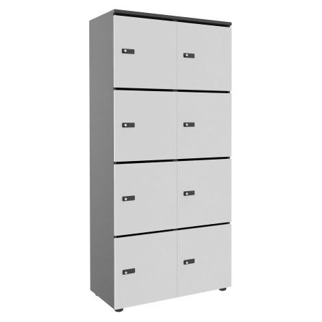 Casier flexycaz 8 cases carbone 2 x 4 cases l 80 x p 42 x h 173,5 + pass - 8 portes individuelles - Blanc - Maxiburo