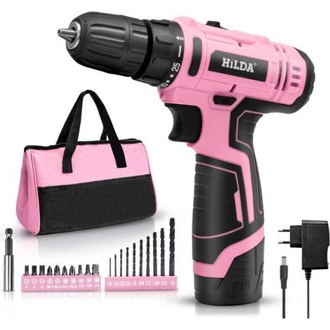 Perceuse-visseuse sans fil 12V, visseuse sans fil, sac de rangement, 20Nm, perceuse-visseuse rose pour bricolage