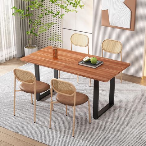 Ensemble de 4 chaises de salle à manger, chaises de détente modernes et épurées avec quatre pieds en métal, chaises de salon et de chambre, marron