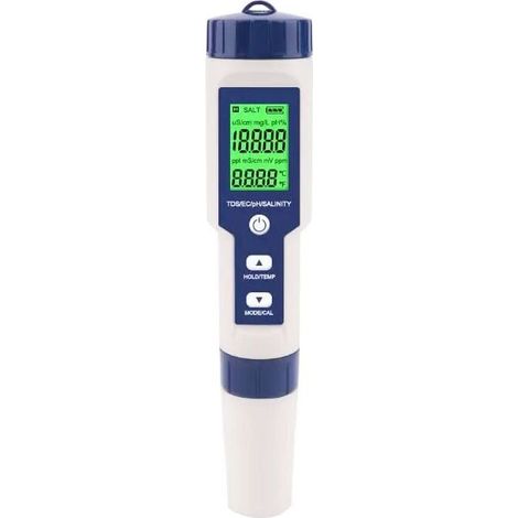 Pool Salinity Tester, 5-in-1 Digital Seawater Salinity Tester, IP67 Waterproof Test Kit (1/4)