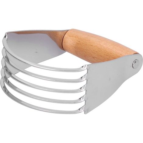 Coupe-pâte professionnel en acier inoxydable, mélangeur à pâtisserie et couteau à pâte, lames robustes, couleur bois (1/5)