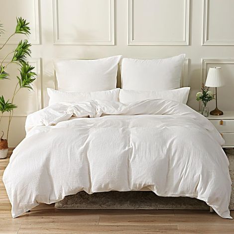 1 Parure de lit, Housse de couette 240x260 cm, Coton double gaze, Fermeture éclair invisible, 2 Taies d'oreiller 65x65 cm