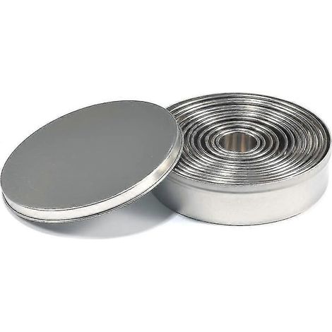 12 emporte-pièces ronds pour biscuits et pâtisseries, en acier inoxydable, avec anneau ajustable. (1/3)