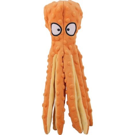 Jouets de Poulpe Grinçants pour Chien, Jouets en Peluche sans Rembourrage pour la Dentition des Chiots et Chiens, Jouets à Mâcher Interactifs Durables pour Chiens de Petite et Moyenne(orange) (1/5)
