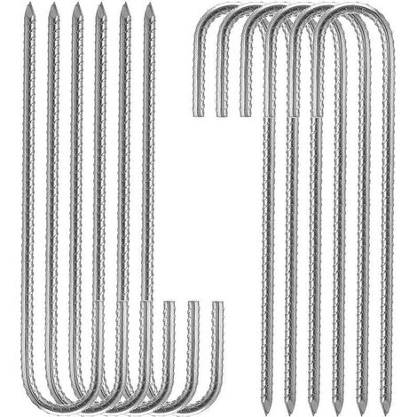 Aiperq argenté Piquets de fixation sol XL, Sardines, Lot de 10, galvanisé, tente, 30 cm, Acier électrozingué (1/4)