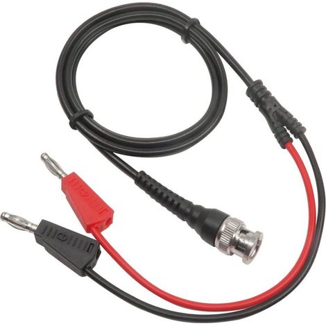Câble coaxial avec fiche BNC et deux fiches bananes pour oscilloscope (1/4)