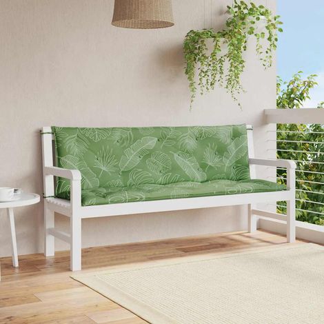 Cojines banco jardín 2 uds tela estampado de hojas 150x50x7 cm vidaXL