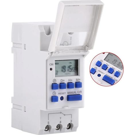 Interruttore temporizzato elettrico con relè, display LCD, preimpostato settimanale, programmabile (220 V) (1/5)