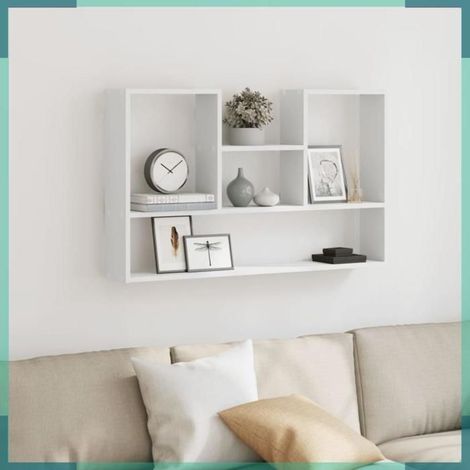 853236 étagère murale blanche 99 x 15 x 60 cm Bois d'ingénierie (1/5)