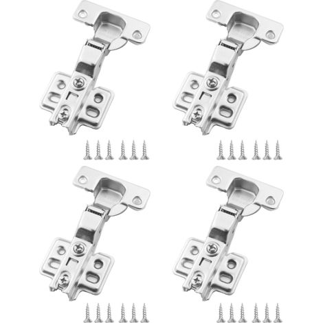 Lot de 4 charnières de porte sans cadre, à recouvrement total et à vitesse de fermeture réglable, démontables.