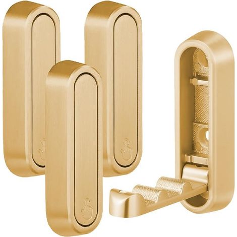Set di 4 ganci da parete pieghevoli color oro, ganci appendiabiti pieghevoli, ganci per asciugamani, ganci per zaini, ganci multiuso, ganci per accappatoi (oro)