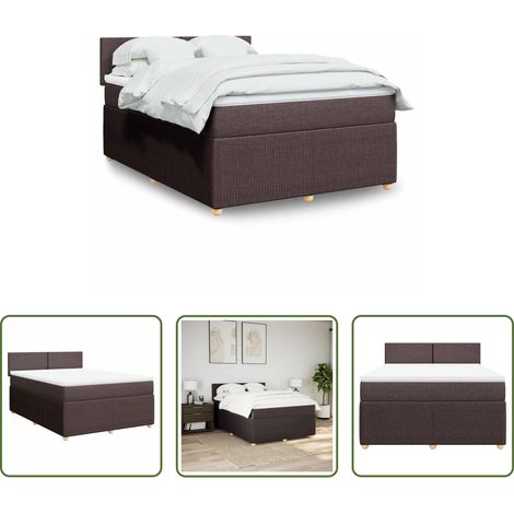 Matelas à ressorts ensachés - Sommier à lattes de lit avec matelas Marron foncé 140x190 cm (1/5)