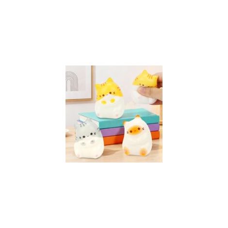 Lot de 3 balles antistress mignonnes en forme de chat - Squishy - Jouet anti-stress pour enfants et adultes - Jouet kawaii à écraser - Anti-stress - Pour adultes et enfants