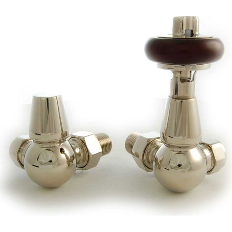 West Eton Traditional Corner Manual Radiator Valve and Lockshield - Nickel (1/5)