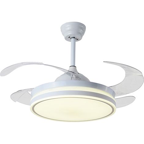 BEL AIR HOME Ventilador de techo ASGARD motor DC silencioso, aspas transparentes 108cm, luz LED 36W 3 temperaturas, mando a distancia, modo invierno, blanco (1/4)