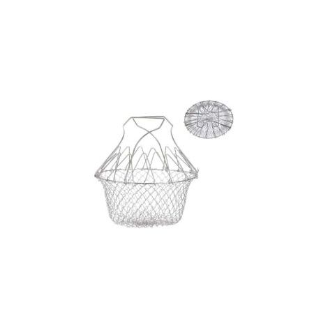 Cestello pieghevole in acciaio inox per patatine fritte - Colino da cucina pieghevole - Cestello a rete per friggere, cuocere a vapore e sciacquare frutta e verdura
