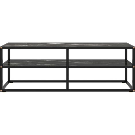 Maison Exclusive - TV-Schrank Schwarz mit Hartglas Marmor-Optik 1