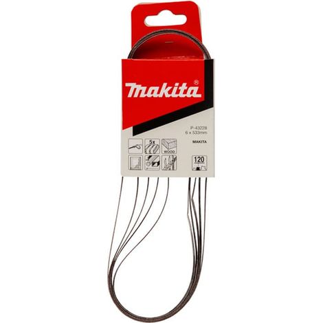 Bandes abrasives 6x533 mm rouge pour bois et métal Grain 120 (5 pcs) - MAKITA P-43228