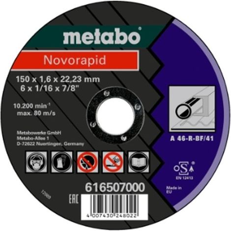 METABO Disco de corte Novorapid acero 150x1,6x22,23 616507000