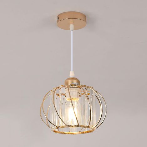 GOECO Sospensione in Cristallo Moderna Sferica Luce Sospensione E27 Base per Salone Camera da Letto Sala da Pranzo Ufficio Bar Café Oro (Ampoule non inclusa) (1/5)