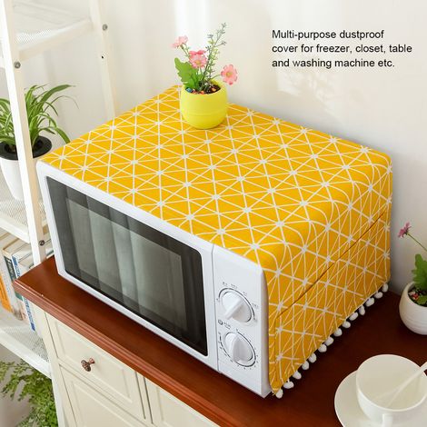 Housse de rangement multifonctionnelle à motif géométrique à damier jaune pour réfrigérateur et lave-linge, 55 x 130 cm ou 70 x 170 cm (1/5)