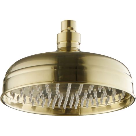 JTP Grosvenor Fixed Shower Head 200mm Diameter - Brushed Brass (1/2)