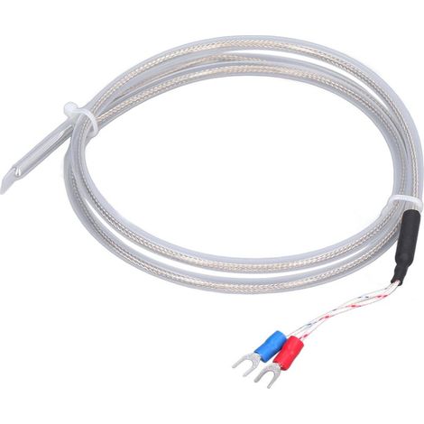 Sonde de température PT100 haute précision, capteur type K, plage de mesure 0 à 200 °C, longueur 1 mètre pour installations et mesures industrielles (1/5)