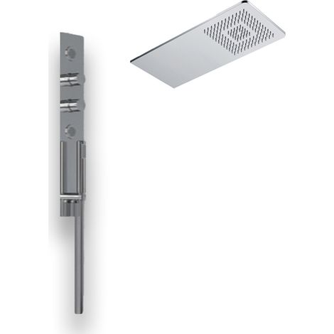 Wall kit a parete da incasso a muro acciaio inox + soffione doccia a parete acciaio inox punta quadrata (1/2)