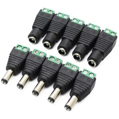 PA 10 Stück DC Strom Stecker/Buchse 12 V Stecker Jack Buchse Adapter, für Steckdose für CCTV-Kamera DVR Sicherheitssystem LED-Licht (1/3)