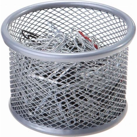 Tazza rotonda media color argento con graffetta