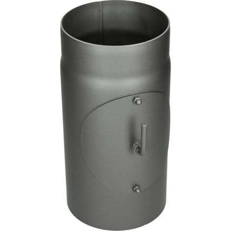 Tuyau de poêle Diam 130 mm 300 mm avec clapet et porte fonte grise