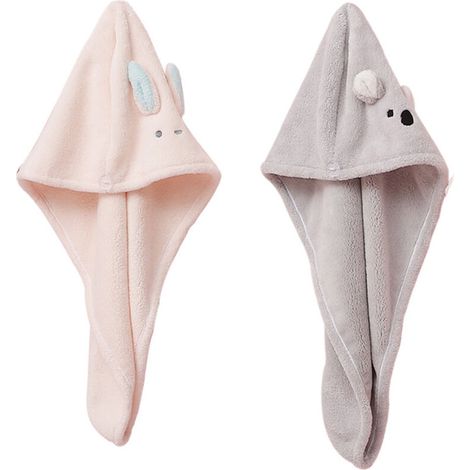 Lot de 2 serviettes absorbantes pour sécher les cheveux, type turban, pour femmes et filles. Séchage rapide et magique. (1/4)