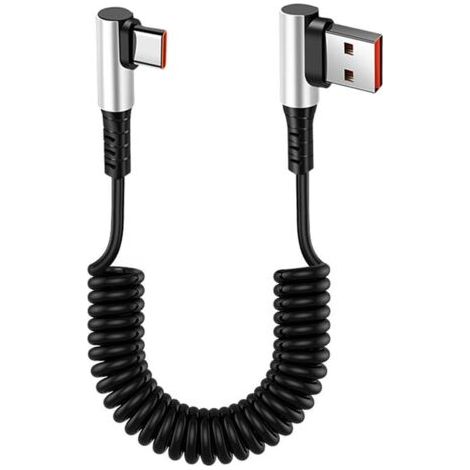 Câble USB vers Type-C rétractable rectangulaire - Connecteur USB caché amélioré, Type-C à 90°, Câble de charge rapide 6A, Charge et synchronisation, Compatible avec voiture, iPhone 15/16, S23/S22/S21, (1/5)
