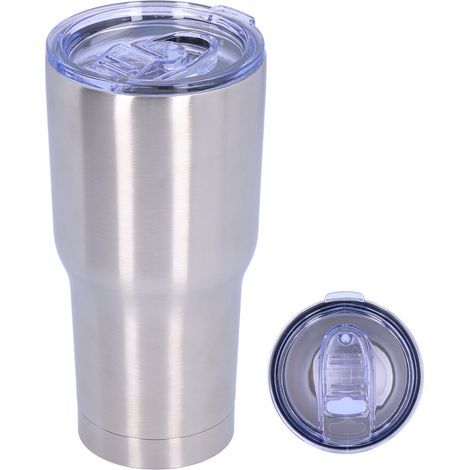 Gobelet isotherme à 2 compartiments de 887 ml (30 oz) avec couvercle, réutilisable, en acier inoxydable, idéal pour les voyages. (1/5)