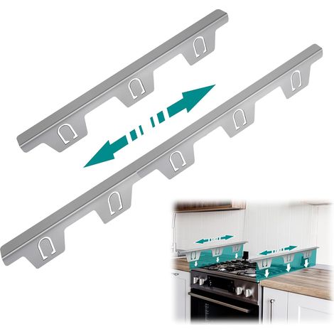  Lot de 4 couvercles de réservoir de cuisine en acier inoxydable, longueur rétractable 365 mm à 730 mm (argent) (1/5)