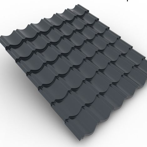 Easy Tile-Tuile de couverture 0.4mm coloris Anthracite Brillant 7016 0.94x1.21m (1/5)