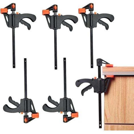 Piece One Hand Screw Clamp Set, 4 Inch Ratchet Clamps, Quick Release Clamps, Carpenter Clamps (1/5)