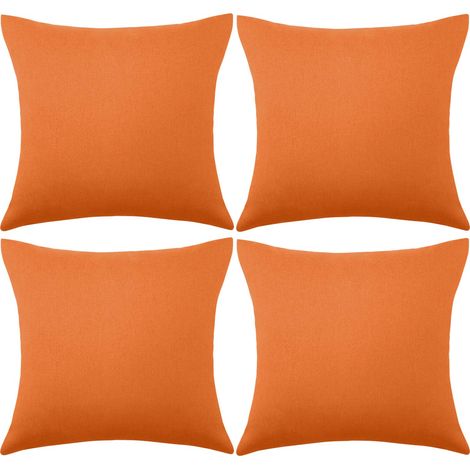 Set mit 4 dekorativen und wasserdichten quadratischen Kissenbezügen mit Polyurethanbeschichtung für den Außenbereich, Terrasse, Balkon, Garten, Sofa, Zelt, 45,7 x 45,7 cm (Orange) (1/4)