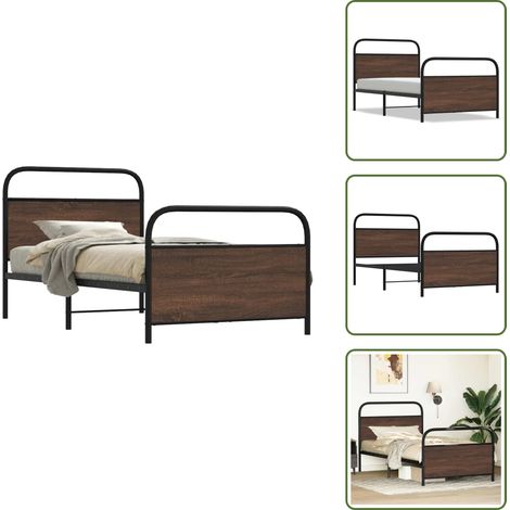 Bettgestell ohne Matratze 107x203 cm Braun Eichen-Optik - Bettgestell - Bettgestelle - Bettrahmen - Schlafzimmermöbel (1/5)