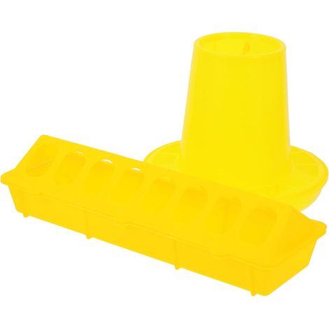 Mangeoire Automatique pour Poules et Poussins en Plastique Jaune 1kg Distributeur Pratique pour Alimentation Facile en Cage (1/5)