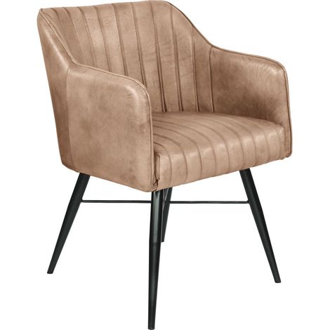 Stuhl Echtleder 54x68x78 beige IRON LABEL 12