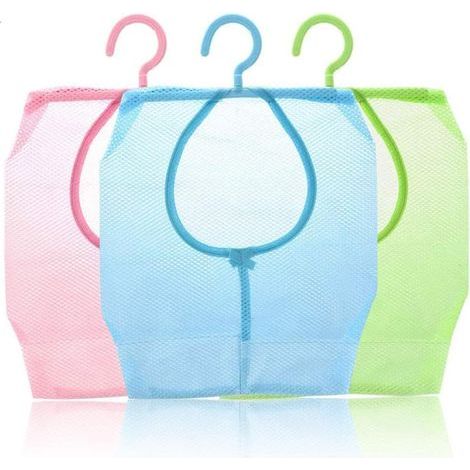 3 Stück Wäscheklammerbeutel, Hakenbeutel, Aufbewahrungstasche, multifunktionale Hänge-Aufbewahrungstasche zum Aufbewahren von kleinen Haushaltsgegenständen (Rosa, Blau, Grün) (1/5)